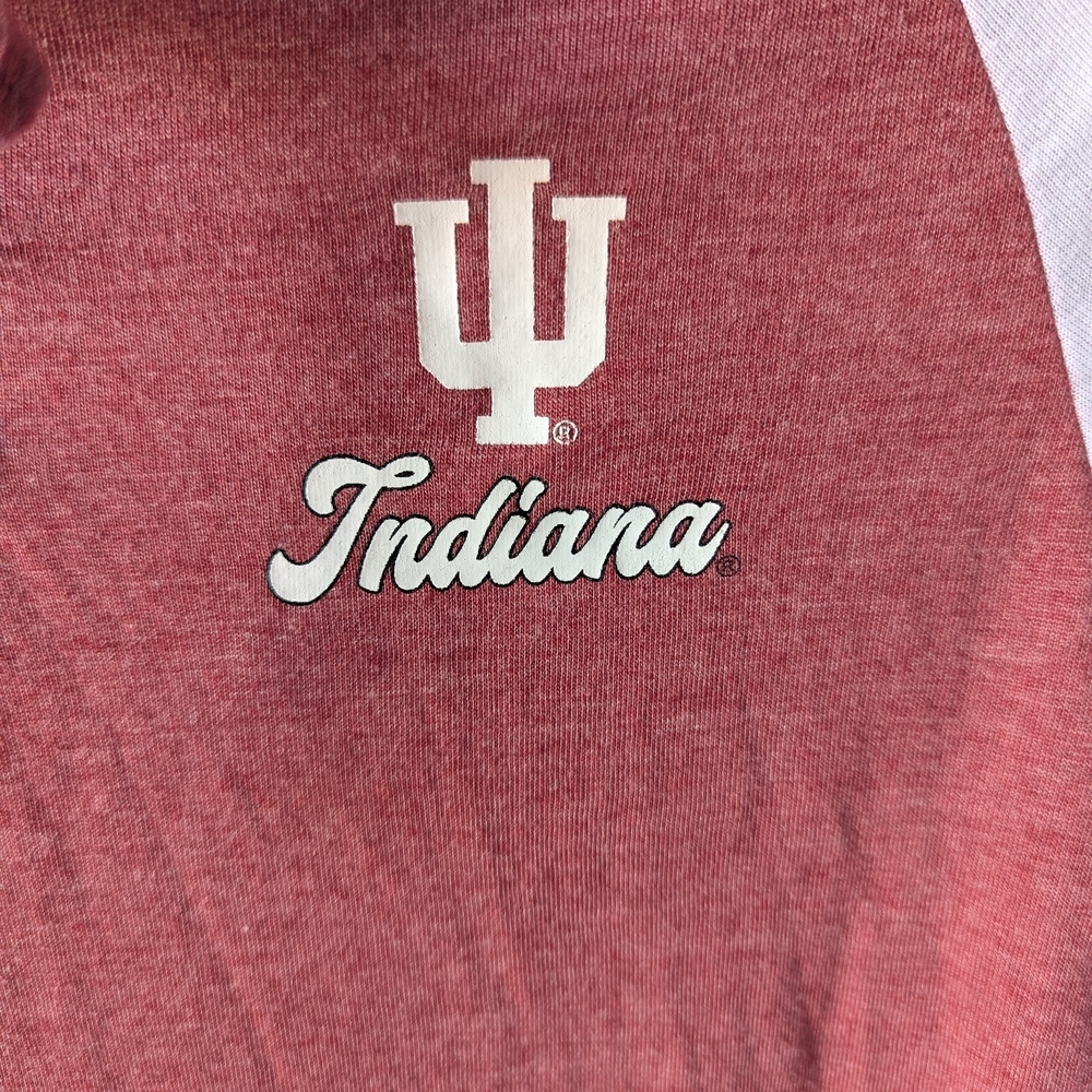 Indiana Hoosiers Top Small Red White Collegiate Game Day Lace Up 3/4 Sleeve NWT - Picture 5 of 9